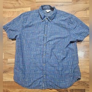 Carbon2Cobalt Blue Pattern Cotton Short Sleeve Button Shirt XL